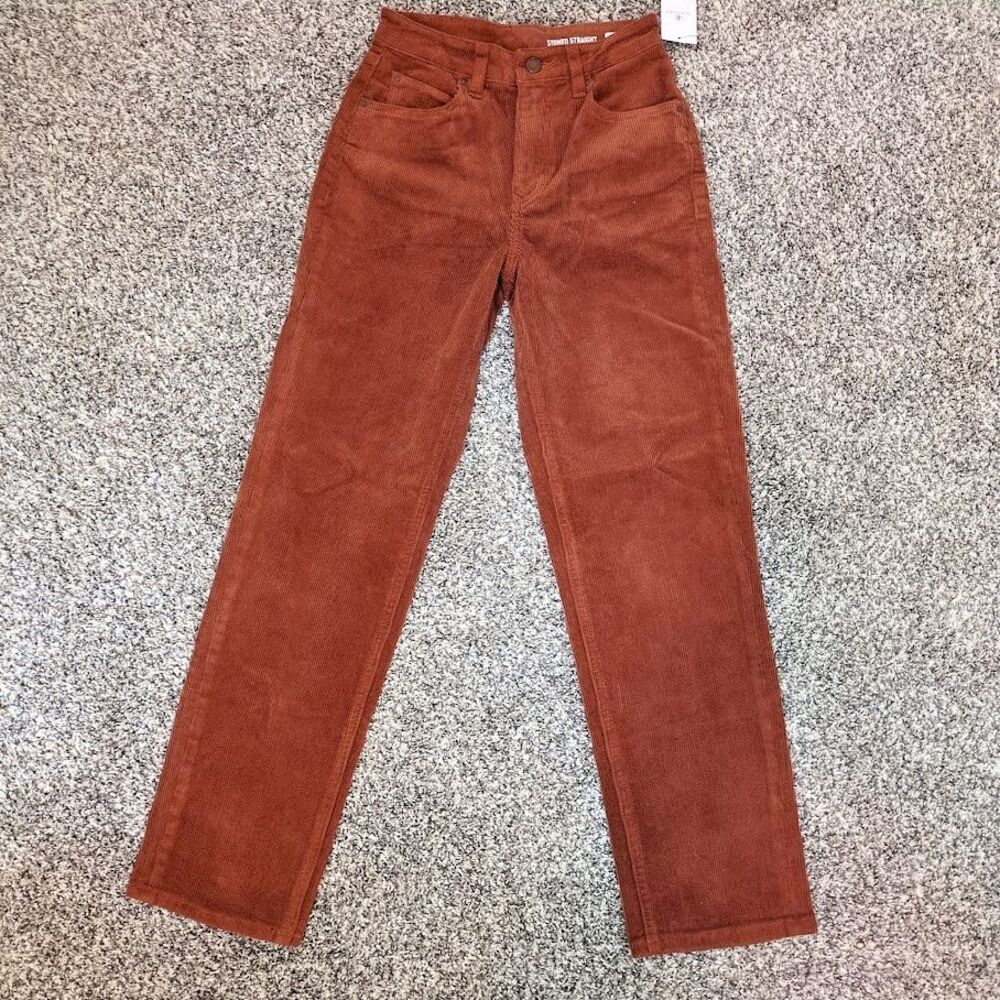 NEW Volcom Stoned Straight Corduroy Pants Color Nut Size 24 X 27 Rust Orange